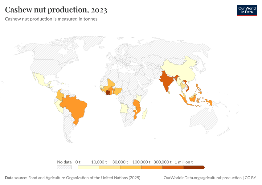 A thumbnail of the "Cashew nut production" chart