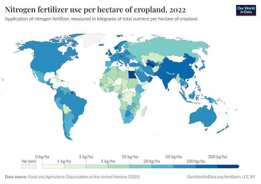 A thumbnail of the "Nitrogen fertilizer use per hectare of cropland" chart