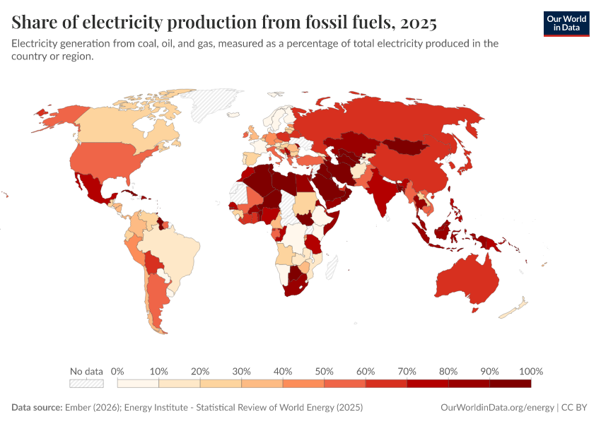 A thumbnail of the "Share of electricity production from fossil fuels" chart